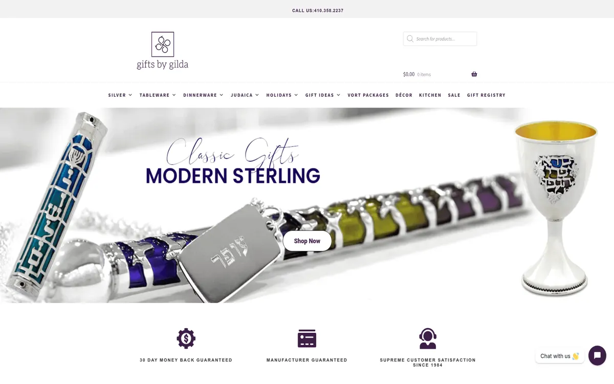 Homepage of the Gifts by Gilda website