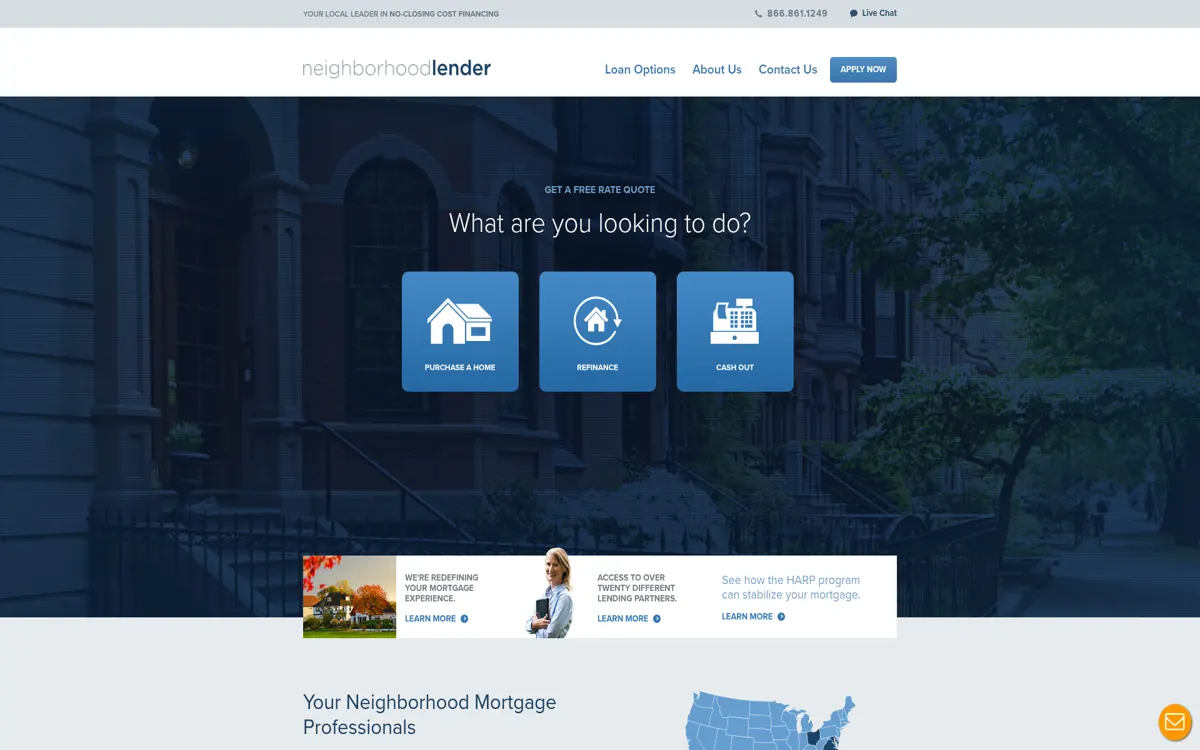 Homepage of the Neighborhood Lender website